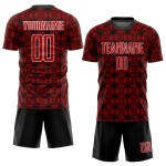 Red Uniform Jersey Custom Soccer Black-White Shapes Sublimation Geometric