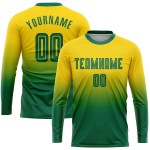 Custom Jersey Kelly Uniform Sublimation Gold Soccer Fade Sleeve Green Long Fashion Custom Jersey Kelly Uniform Sublimation Gold Soccer Fade Sleeve Green Long Fashion