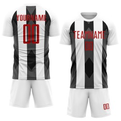 Line Jersey Red-Black Soccer Custom Sublimation Uniform White