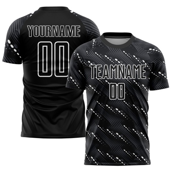 Black Uniform Custom Jersey Sublimation Soccer White