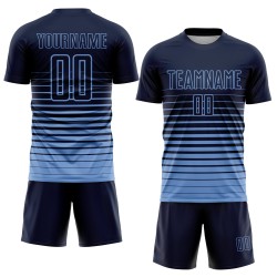 Jersey Fashion Custom Pinstripe Uniform Light Fade Sublimation Navy Blue Soccer