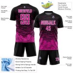 Jersey Line Pink-White Deep Custom Black Soccer Uniform Sublimation Jersey Line Pink-White Deep Custom Black Soccer Uniform Sublimation