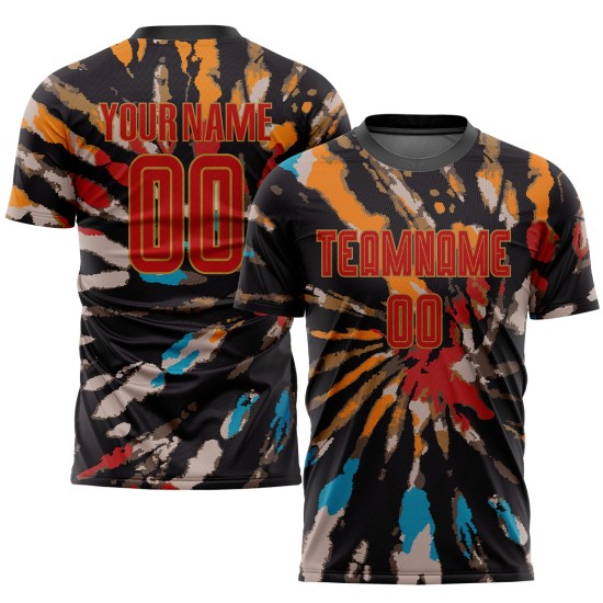 Dye Tie Custom Uniform Red-Old Sublimation Jersey Gold Soccer Dye Tie Custom Uniform Red-Old Sublimation Jersey Gold Soccer