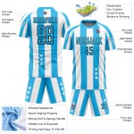 And Jersey White Sky Uniform Squares Soccer Custom Blue-Black Stars Sublimation And Jersey White Sky Uniform Squares Soccer Custom Blue-Black Stars Sublimation