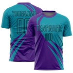 Uniform Soccer Lines Sublimation Jersey Teal-Black Custom Curve Purple Uniform Soccer Lines Sublimation Jersey Teal-Black Custom Curve Purple