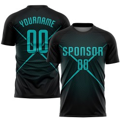 Sublimation Custom Uniform Teal Black Jersey Soccer