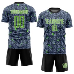 Sublimation Custom Gray Soccer Neon Uniform Jersey Green-Black
