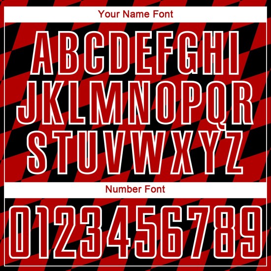 Black Print Soccer Custom Rhombus Sublimation Red-White Uniform Jersey