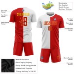 Split Soccer Fashion Jersey Red-Gold Sublimation White Uniform Custom Split Soccer Fashion Jersey Red-Gold Sublimation White Uniform Custom