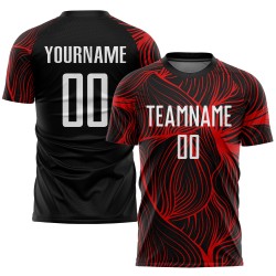 Uniform White-Red Black Jersey Sublimation Custom Soccer