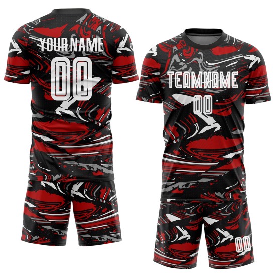 Sublimation Custom Jersey Soccer White-Red Figure Uniform Sublimation Custom Jersey Soccer White-Red Figure Uniform