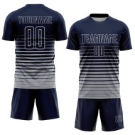 Custom Pinstripe Sublimation Navy Gray Uniform Jersey Fade Soccer Fashion