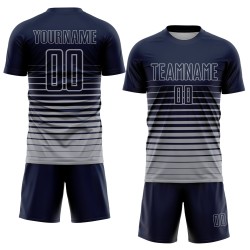 Custom Pinstripe Sublimation Navy Gray Uniform Jersey Fade Soccer Fashion Custom Pinstripe Sublimation Navy Gray Uniform Jersey Fade Soccer Fashion