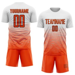 Uniform Line Soccer Custom Sublimation White Orange-Black Gradient Jersey Uniform Line Soccer Custom Sublimation White Orange-Black Gradient Jersey