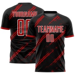 Jersey Sublimation Black Soccer Uniform Red-White Custom