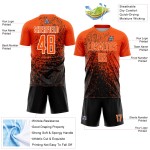 Art Jersey Sublimation Orange Soccer Uniform Fragment Abstract Custom Black-White Art Jersey Sublimation Orange Soccer Uniform Fragment Abstract Custom Black-White