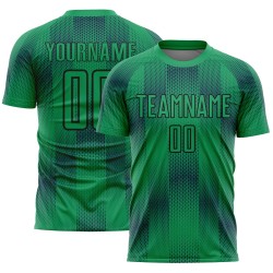 Custom Black Sublimation Green Uniform Jersey Kelly Shapes Soccer Geometric