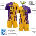 Gold Sublimation Custom Jersey Lines Uniform Purple-White Soccer Gold Sublimation Custom Jersey Lines Uniform Purple-White Soccer