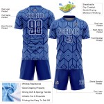 Custom Royal Geometric Jersey Light Shapes Sublimation Uniform Blue-White Soccer Abstract Custom Royal Geometric Jersey Light Shapes Sublimation Uniform Blue-White Soccer Abstract