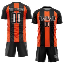 Black Custom Sublimation Uniform Orange-White Soccer Jersey Line
