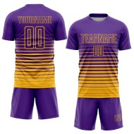 Fade Purple Fashion Soccer Jersey Gold Uniform Pinstripe Sublimation Custom
