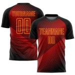 Jersey Black-Yellow Uniform Soccer Sublimation Custom Red Jersey Black-Yellow Uniform Soccer Sublimation Custom Red