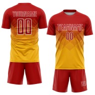 Custom Red-White Uniform Gold Jersey Soccer Sublimation Custom Red-White Uniform Gold Jersey Soccer Sublimation