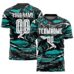 Jersey Uniform White-Aqua Sublimation Soccer Custom Figure Jersey Uniform White-Aqua Sublimation Soccer Custom Figure