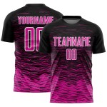Jersey Line Pink-White Deep Custom Black Soccer Uniform Sublimation Jersey Line Pink-White Deep Custom Black Soccer Uniform Sublimation