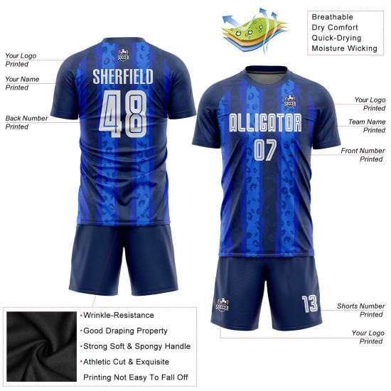 Navy White-Royal Custom Soccer Sublimation Uniform Away Jersey Navy White-Royal Custom Soccer Sublimation Uniform Away Jersey