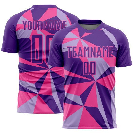 Geometric Custom Jersey Purple Pink Pattern Soccer Uniform Sublimation Geometric Custom Jersey Purple Pink Pattern Soccer Uniform Sublimation