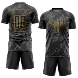 Soccer Abstract Black Art Jersey Gray-Old Gold Uniform Grunge Sublimation Custom Soccer Abstract Black Art Jersey Gray-Old Gold Uniform Grunge Sublimation Custom