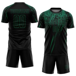 Kelly Jersey Sublimation Soccer Uniform Green Black Custom Kelly Jersey Sublimation Soccer Uniform Green Black Custom