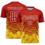 Jersey Soccer Sublimation Line Red Custom Light Uniform Yellow-White Jersey Soccer Sublimation Line Red Custom Light Uniform Yellow-White
