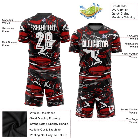 Sublimation Custom Jersey Soccer White-Red Figure Uniform Sublimation Custom Jersey Soccer White-Red Figure Uniform