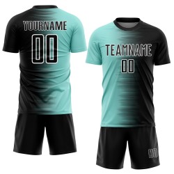 Gradient Custom Jersey Ice Line Soccer Black Blue-White Uniform Sublimation Gradient Custom Jersey Ice Line Soccer Black Blue-White Uniform Sublimation