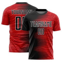 Red Soccer Sublimation Uniform Black-White Jersey Arrow Gradient Custom