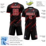 Jersey Sublimation Black Soccer Uniform Red-White Custom Jersey Sublimation Black Soccer Uniform Red-White Custom