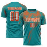 Soccer Orange-White Sublimation Uniform Jersey Custom Teal Soccer Orange-White Sublimation Uniform Jersey Custom Teal