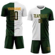 Green-Gold Split Soccer White Sublimation Uniform Fashion Jersey Custom