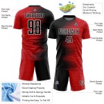 Red Soccer Sublimation Uniform Black-White Jersey Arrow Gradient Custom Red Soccer Sublimation Uniform Black-White Jersey Arrow Gradient Custom