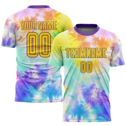 Uniform Soccer Custom Tie Dye Gold-Purple Jersey Sublimation