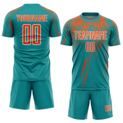 Soccer Orange-White Sublimation Uniform Jersey Custom Teal