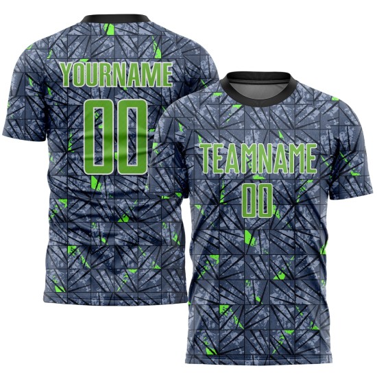 Sublimation Custom Gray Soccer Neon Uniform Jersey Green-Black Sublimation Custom Gray Soccer Neon Uniform Jersey Green-Black