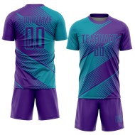 Custom Purple Sublimation Teal Soccer Jersey Uniform