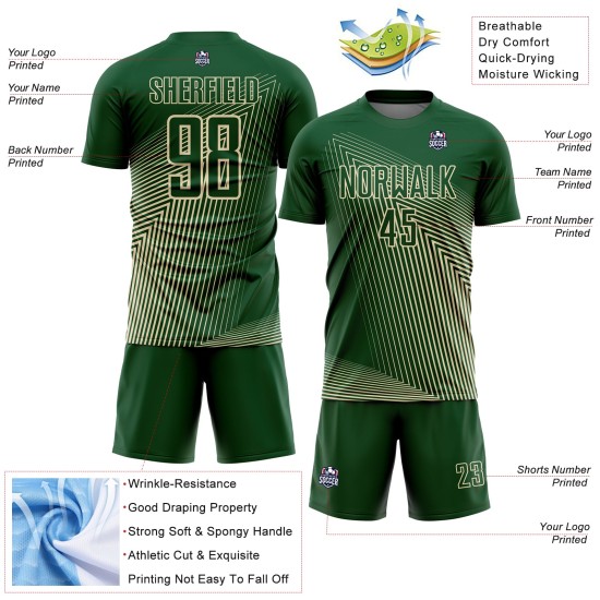 Cream Green Lines Jersey Uniform Sublimation Soccer Custom Cream Green Lines Jersey Uniform Sublimation Soccer Custom