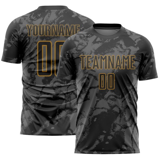 Soccer Abstract Black Art Jersey Gray-Old Gold Uniform Grunge Sublimation Custom Soccer Abstract Black Art Jersey Gray-Old Gold Uniform Grunge Sublimation Custom