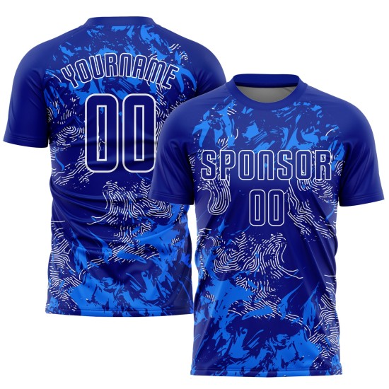 Sublimation Custom Uniform Royal Soccer Royal-White Jersey Sublimation Custom Uniform Royal Soccer Royal-White Jersey