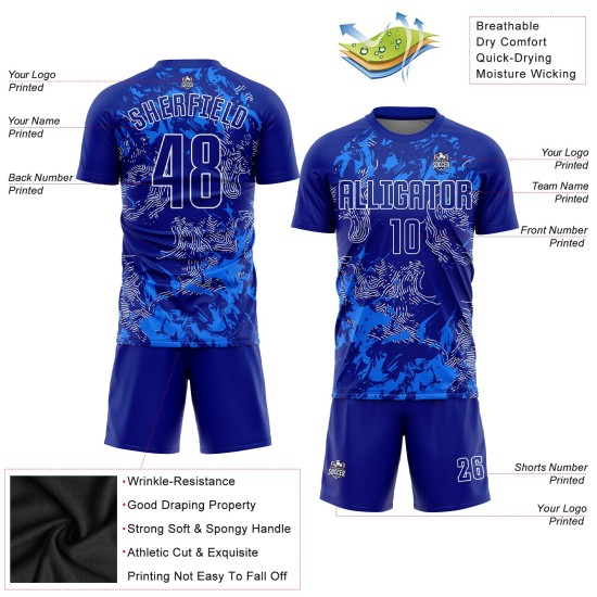 Sublimation Custom Uniform Royal Soccer Royal-White Jersey Sublimation Custom Uniform Royal Soccer Royal-White Jersey