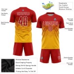 Custom Red-White Uniform Gold Jersey Soccer Sublimation Custom Red-White Uniform Gold Jersey Soccer Sublimation